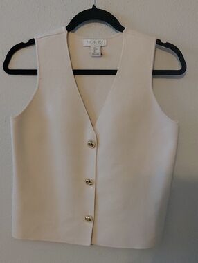 Rachel Zoe Cream Button-Front V-Neck Tank